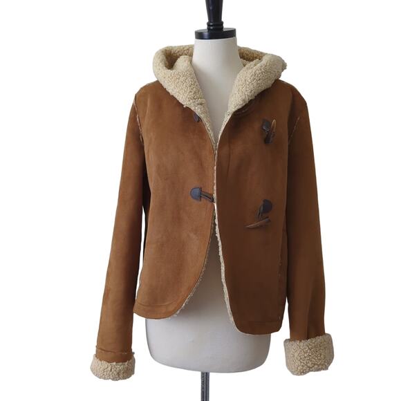 Anthropologie Jackets & Blazers - Anthropologie Ett:Twa Andes Hooded Sherpa Faux‎ Suede Jacket Size 10 Womens Coat